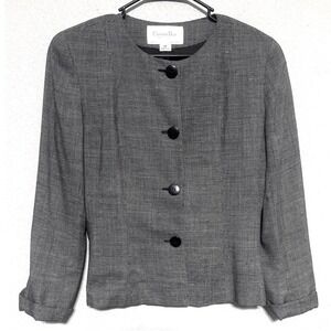 Christian Dior The Suit Blazer Jacket Black Gray Houndstooth Sz 10 Old Money VTG